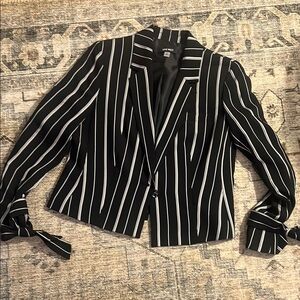 Nine West Cropped Blazer: Stripes Bow Tie Wrists